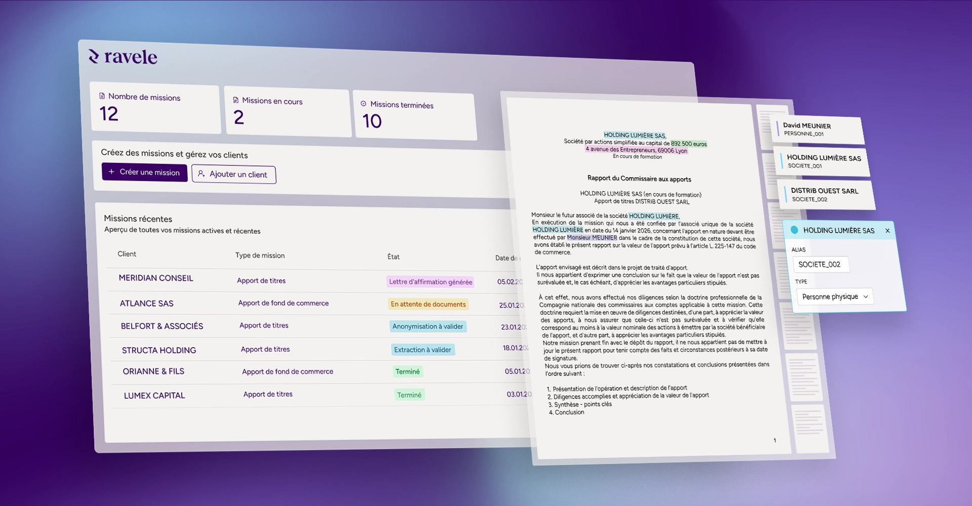Ravele — espace de travail pour missions ad hoc